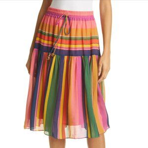 Farm Rio Multi Color Chiffon Midi Skirt, size S